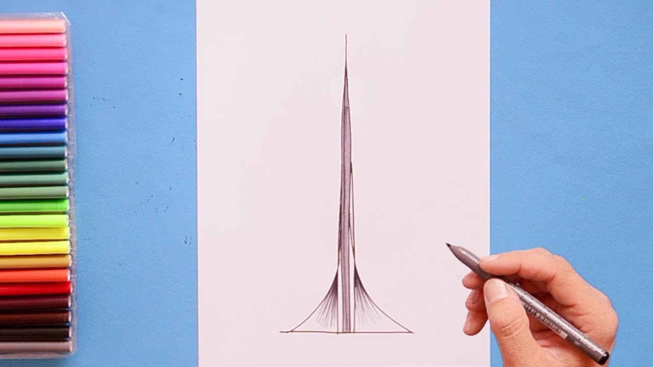 How to draw Dubai Creek Tower
