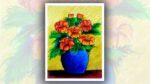 How to draw Flowers in a vase, Easy Oil pastel drawing for beginners, flower vase drawing