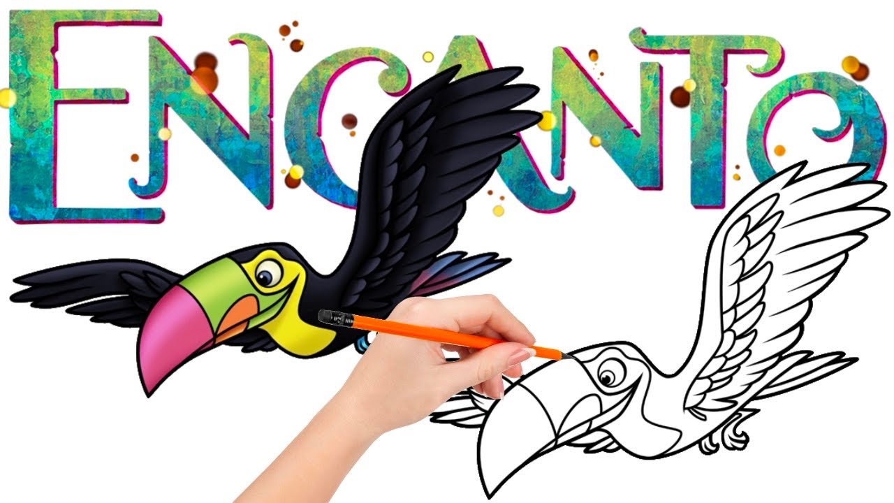 How to draw - Pico, the toucan, loves to listen to music - Encanto