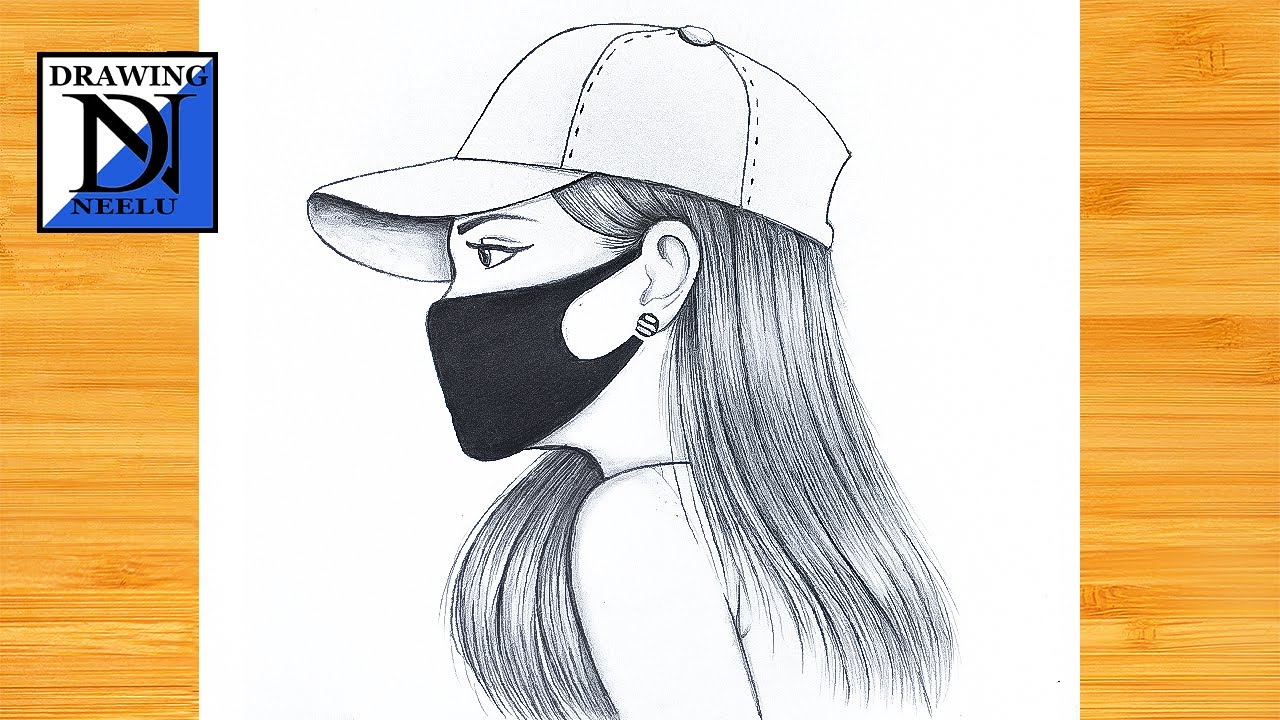 How to draw a Girl wearing -Cap with Mask || Pencil sketch for beginner || Easy drawing || drawing