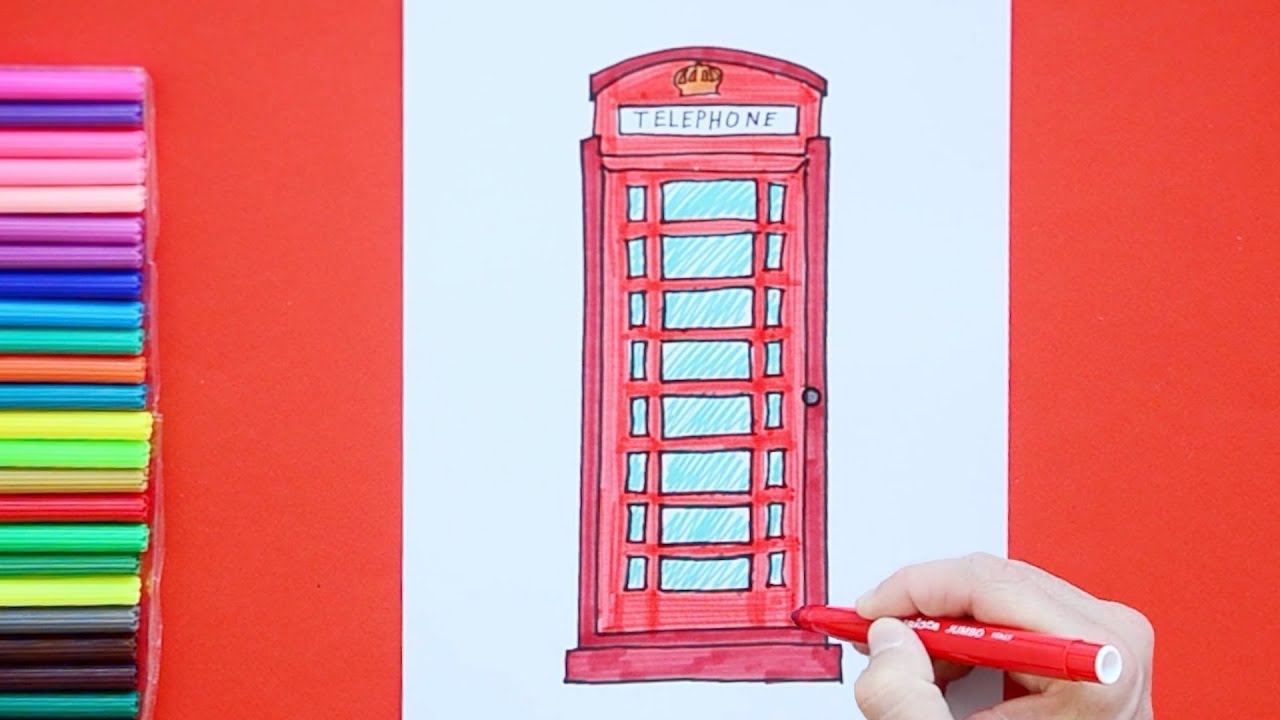 How to draw a London red telephone box