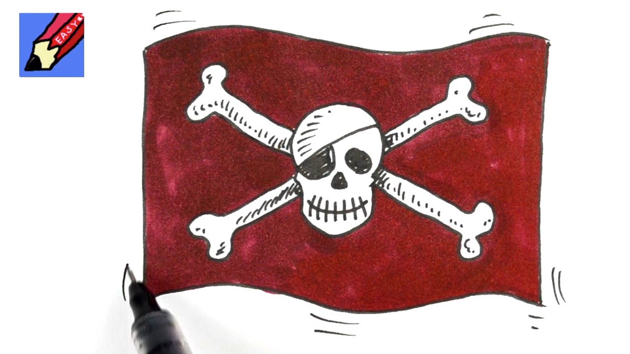 How to draw  skull and Cross Bones Real Easy