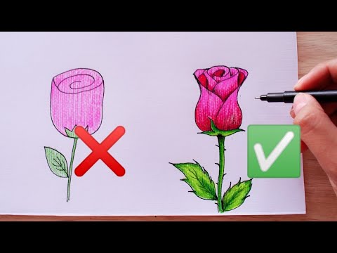 How to วาดรูปกุหลาบสวยๆ /วาดรูประบายสี | How to draw  Rose /Rose Drawing