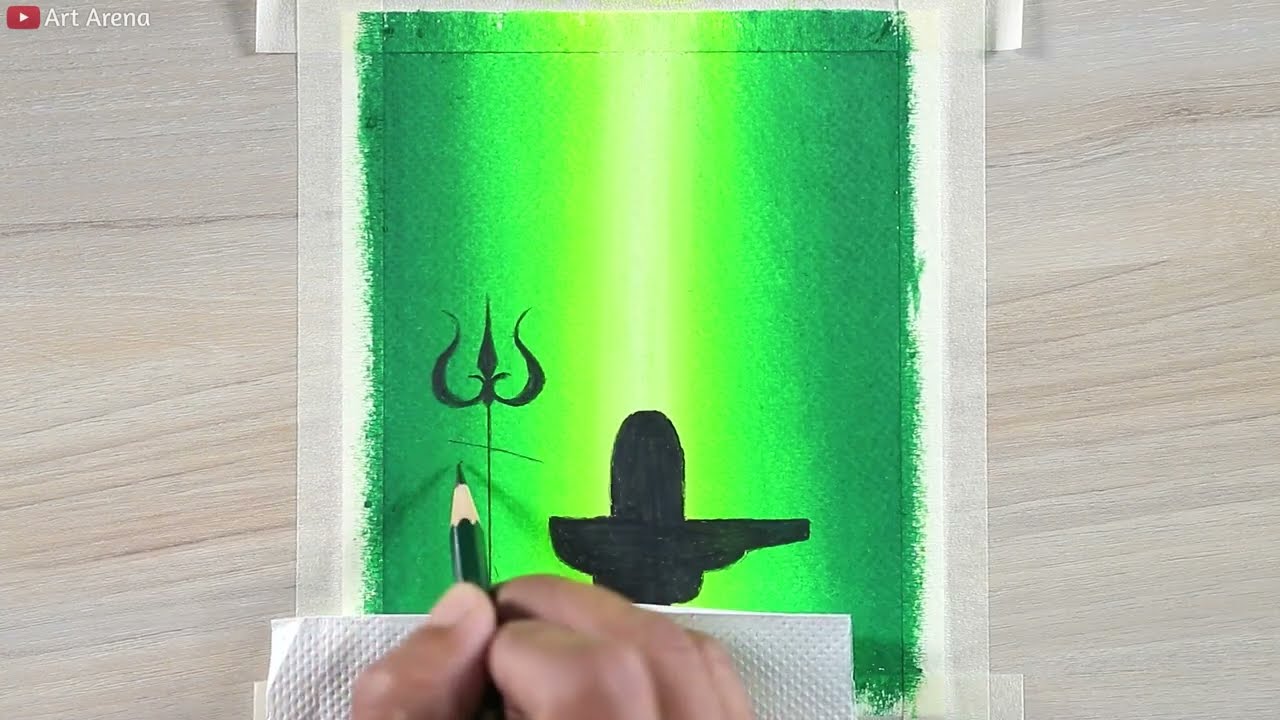Lord Shiva Lingam with Trishul / Drawing with Oil Pastels / Step by Step