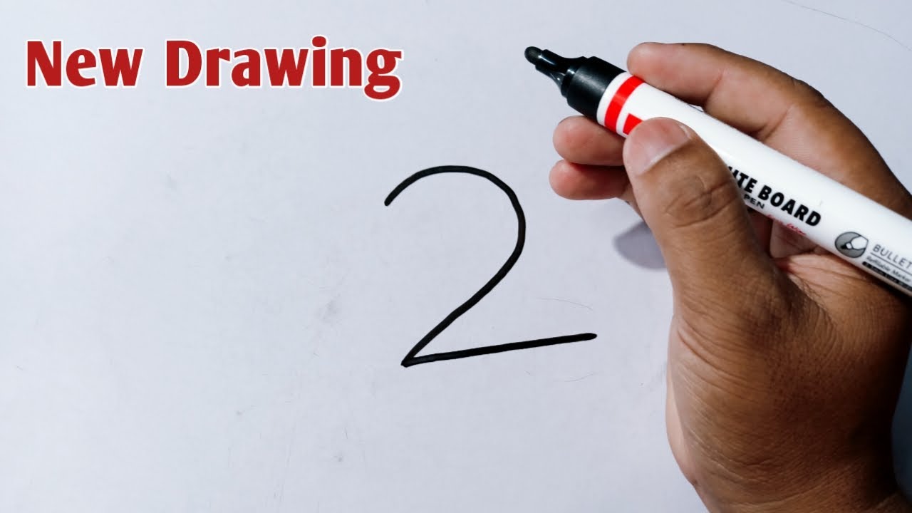 New Drawing Idea With Number 2 | How To Turn Number 2 Into A Duck | Without Editing Drawing