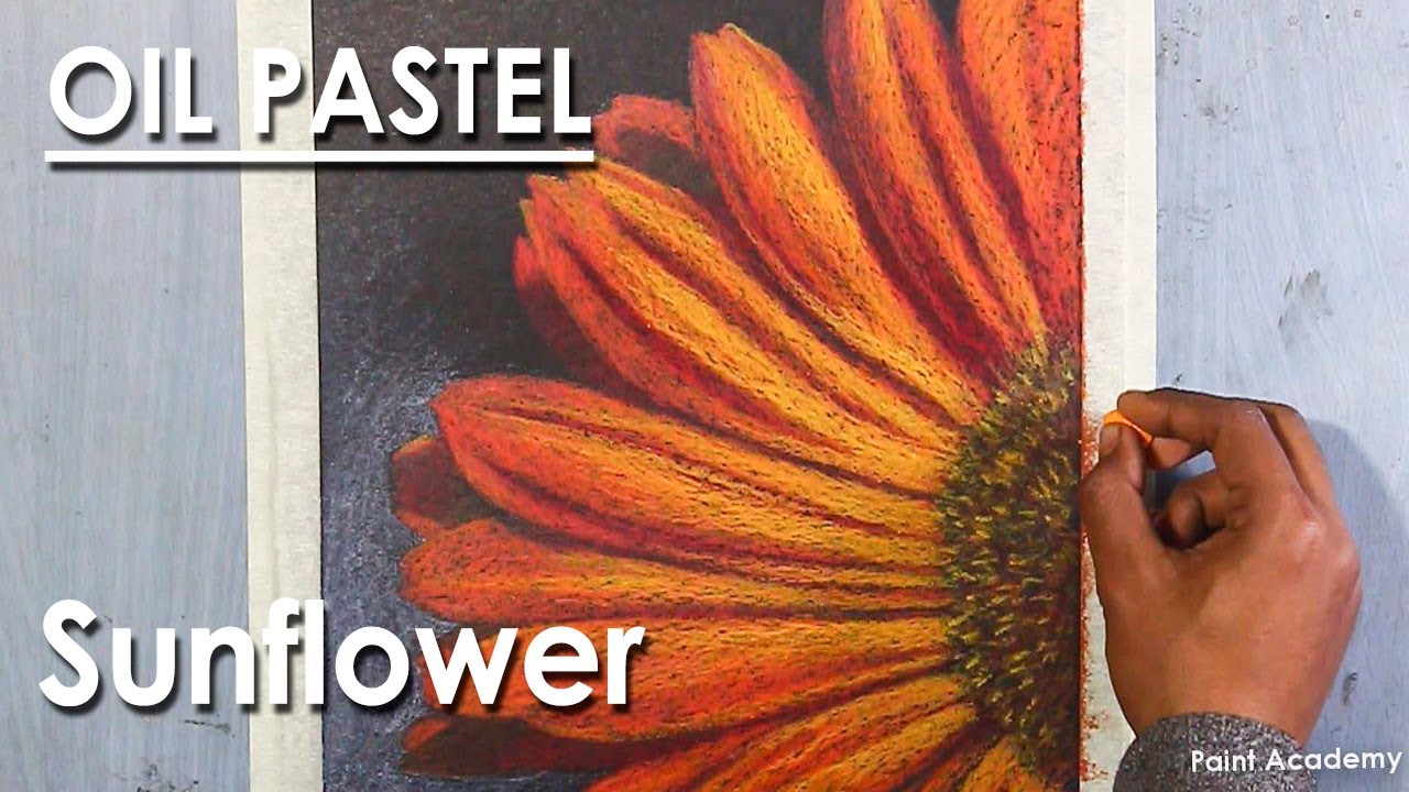 Oil Pastel Drawing : A Composition on Sunflower | step by step