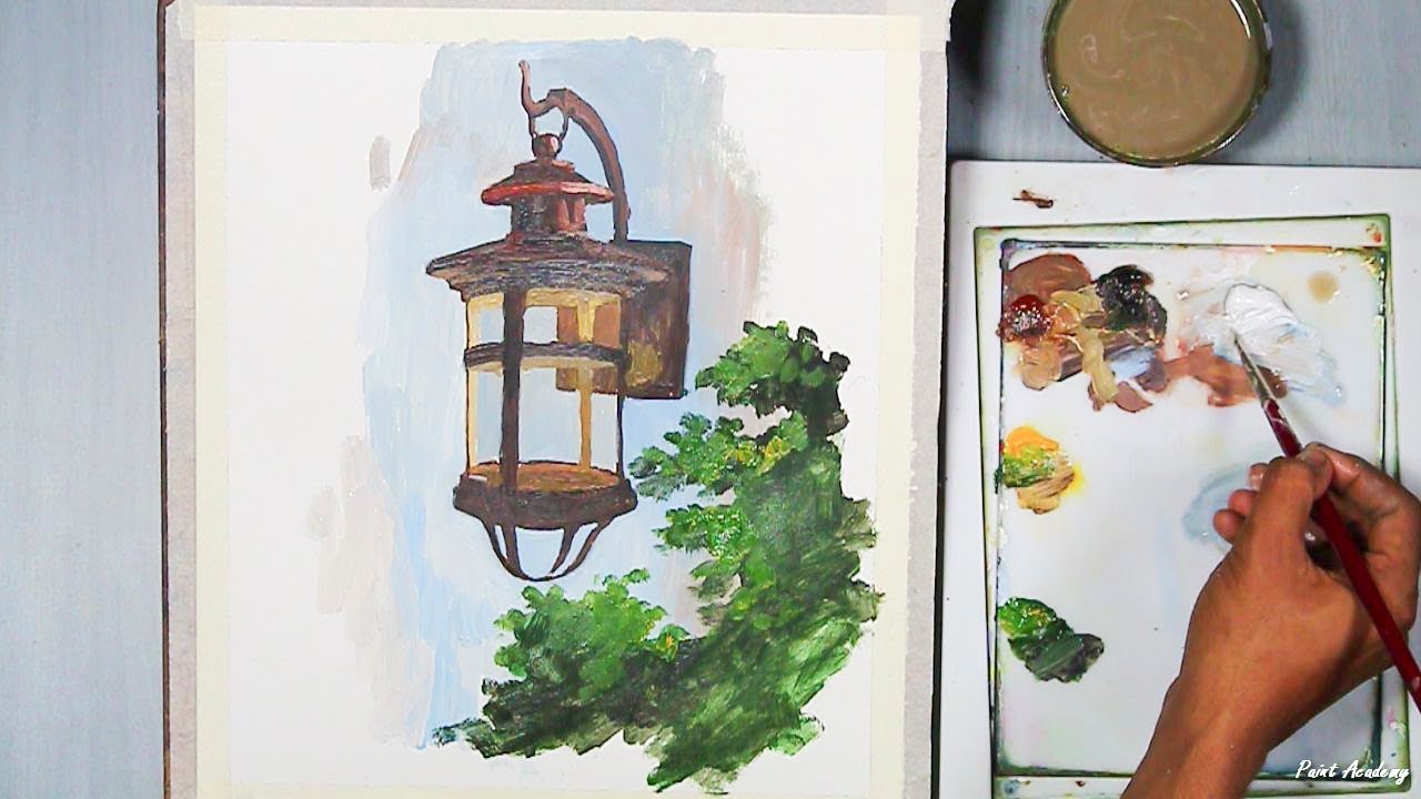 Old Lantern Painting in Acrylic