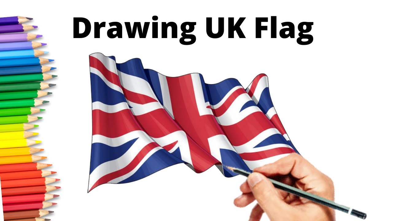 United Kingdom Flag drawing / Waving Flag of UK / How to draw Flag realistic