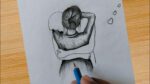Valentine day special drawing step by step for beginners / couple hug sketch drawing