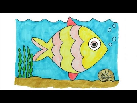 Wie man bunte Fische zeichnet | Zeichnen und Ausmalen | Farben Lernen | Tiernamen Lernen