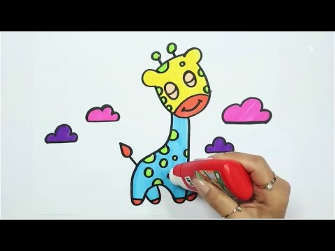 Wie man eine Giraffe zeichnet | Zeichnen und Ausmalen | Farben Lernen | Tiernamen Lernen