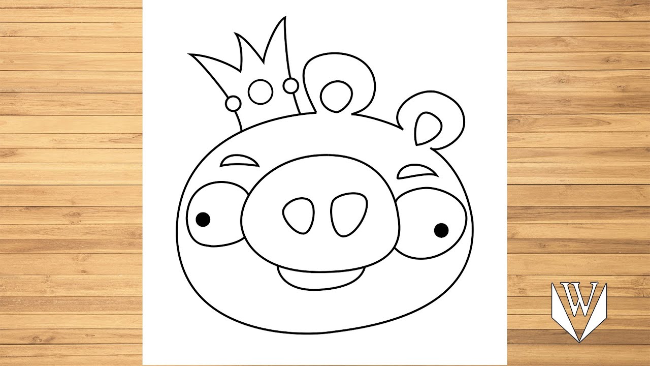 Wie zeichnet man Angrybird Pig | Schritt für Schritt | Kostenloser Download Malvorlagen