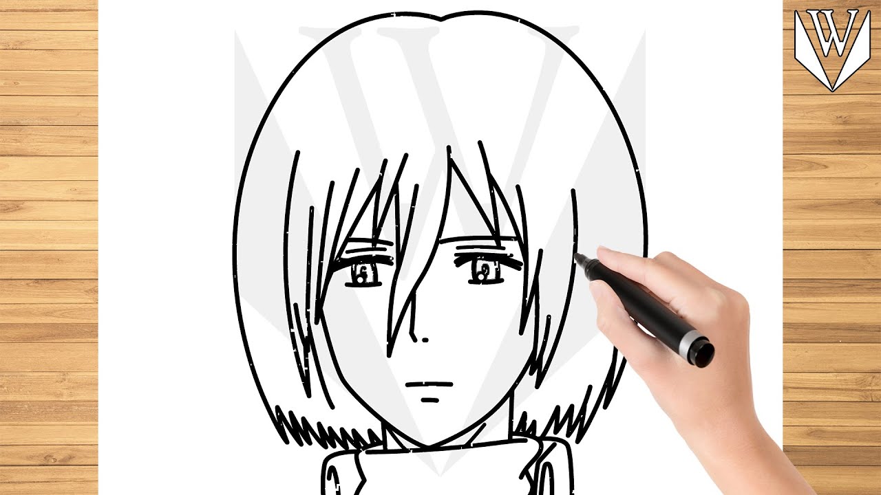 Wie zeichnet man Mikasa Ackerman Angriff auf Titan Schritt für Schritt, einfach für Kinder Drawing