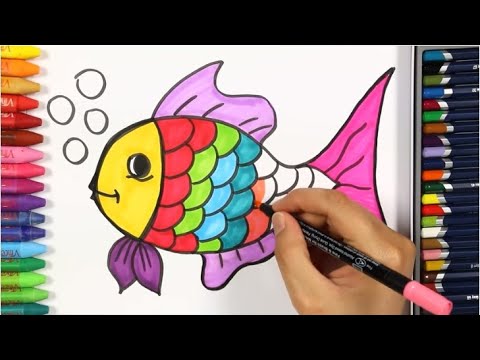 Wie zeichnet und färbt man einen Fisch? Kinder färben HD | Zeichnen und Ausmalen