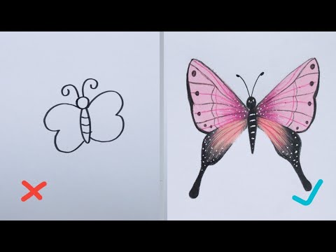 วิธีวาดรูปผีเสื้อสวยๆ | ฝึกวาดรูป || How To Draw Butterfly | drawing