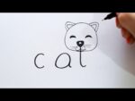 แปลงอักษร เป็น รูปแมว น่ารัก | ฝึกวาดรูป | cat drawing / cute drawing