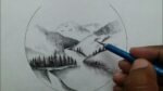 Beautiful nature scenery drawing with pencil step by step / landscape sketch easy
