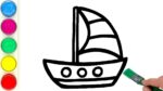 Bolalar uchun yelkanli qayiq rasmlarini chizish | Draw a pictures of sailboat for kids