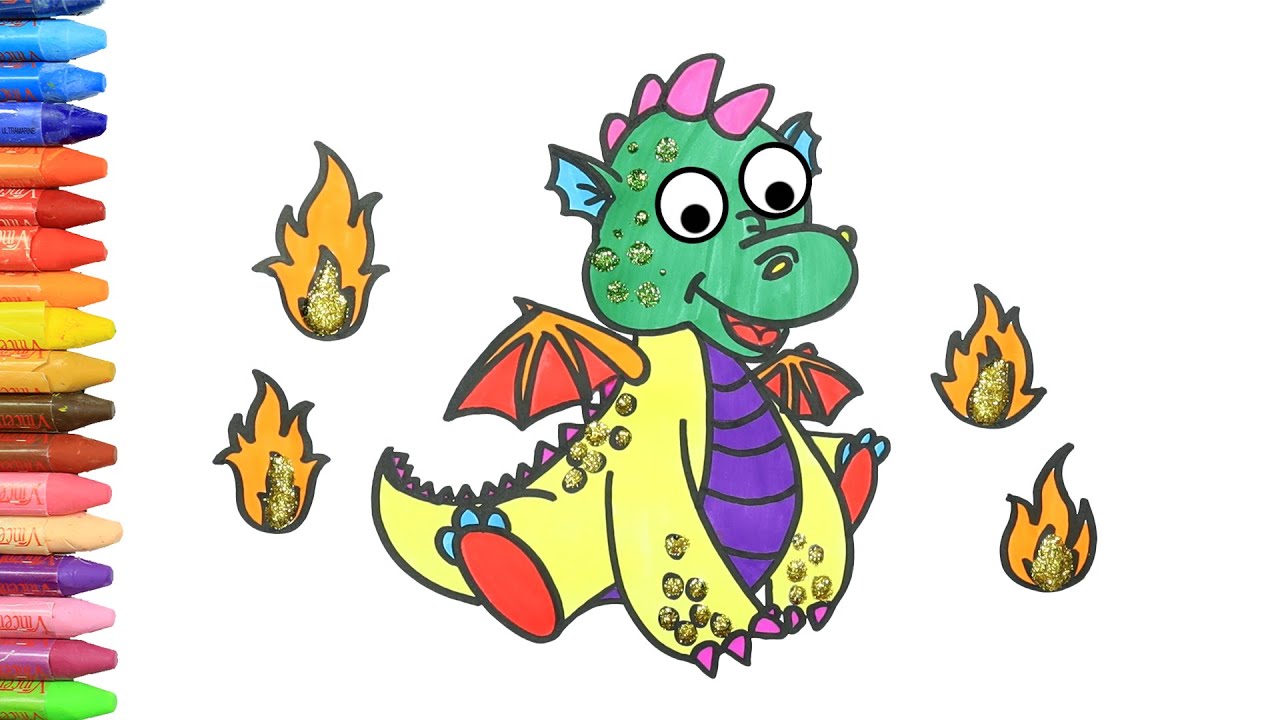 Cómo Dibujar y Colorear Lindo Dragón Colorido | Dibujos Para Niños con MiMi  | Aprender Colores