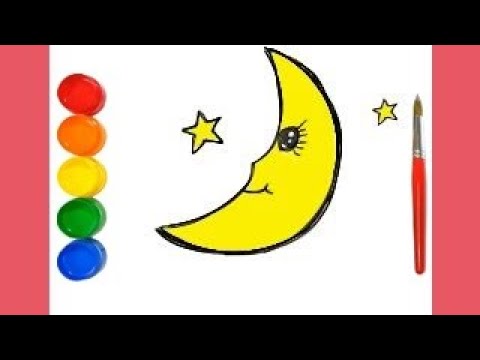 Como Dibujar y Pintar Una Luna fácil KAWAII
