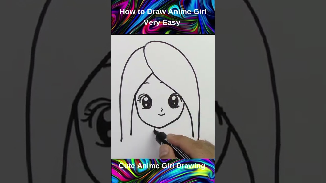 Cute Anime Girl Drawing Easy Kawaii #shorts #subscribe #youtubeshorts