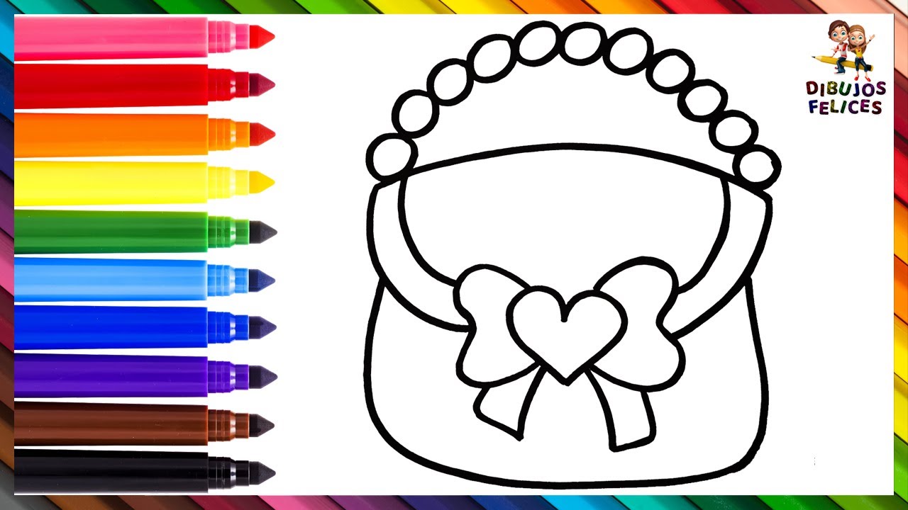 Dibuja y Colorea Un Bonito Bolso Arcoiris  Dibujos Para Niños