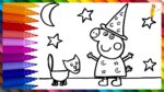 Drawing And Coloring Peppa Pig In Witch Costume For Halloween  Drawings For Kids