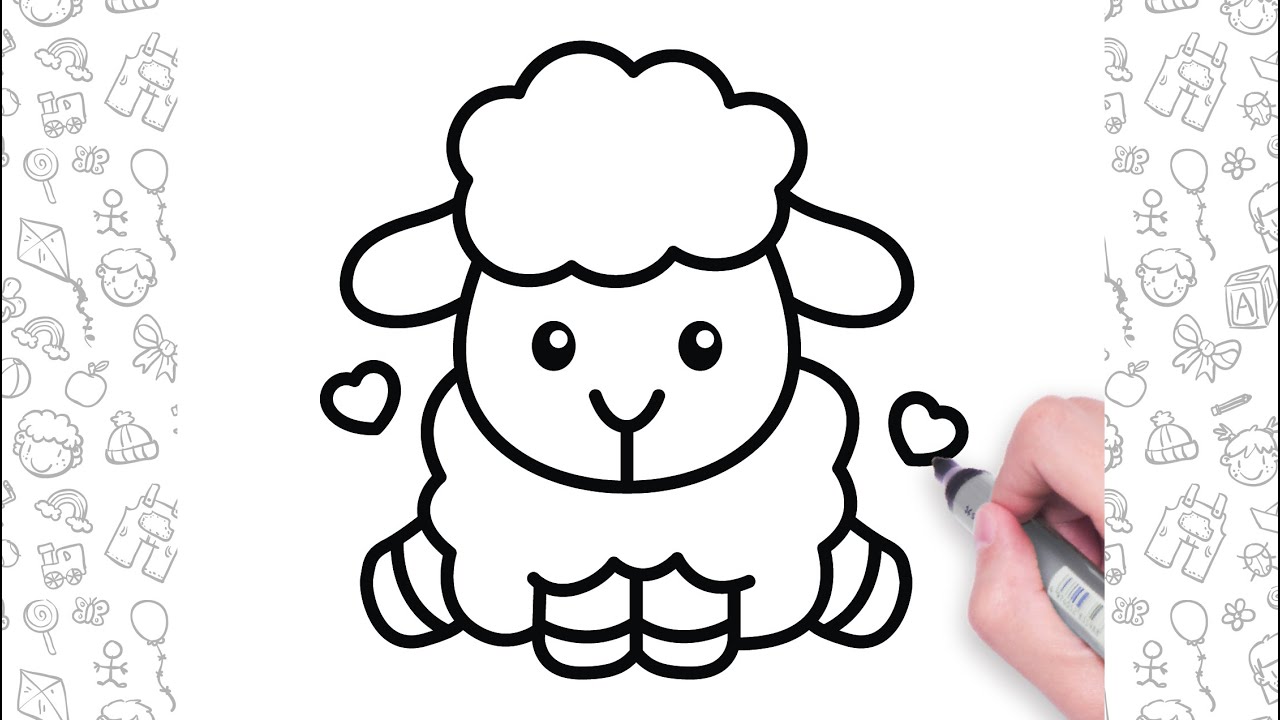 Easy Cute Sheep Drawing | Cute Drawings Step by Step Easy
