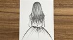 Easy girl backside drawing || Easy drawing ideas for beginners || Beautiful girl drawing