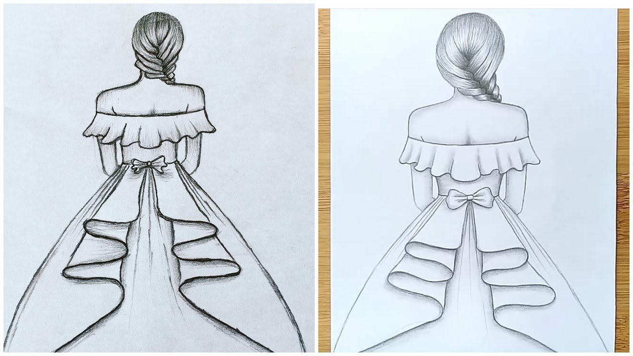 Farjana Drawing Academy Drawing Vs My Drawing / How To Draw a Girl With Frock F