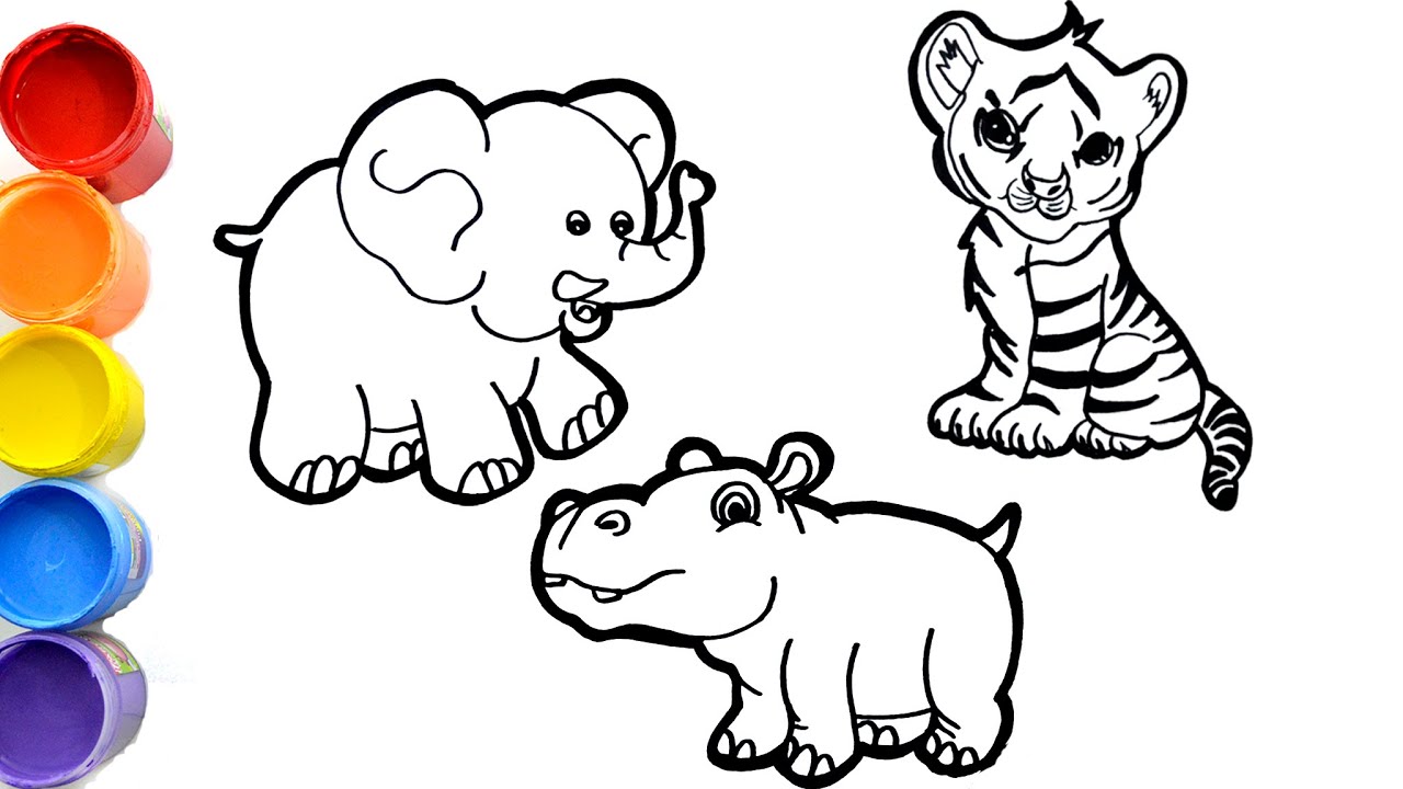 HEWAN MAMALIA BAYI 1  ​​menggambar dan mewarnai untuk anak-anak  - Draw baby animals