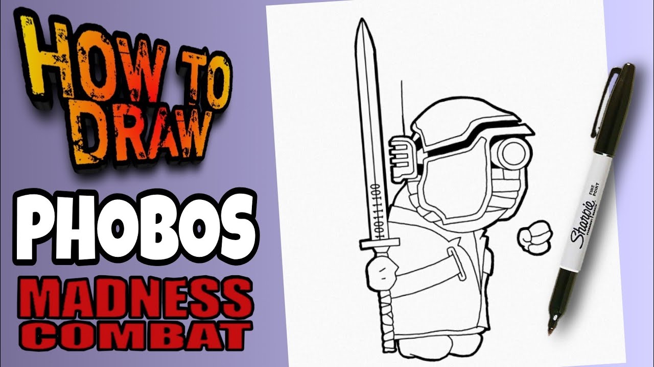 HOW TO DRAW PHOBOS FROM MADNESS COMBAT | STEP BY STEP | como dibujar a phobos de madness combat