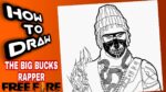 HOW TO DRAW THE BIG BUCKS RAPPER BUNDLE FROM FREE FIRE | FREE FIRE DRAWINGS