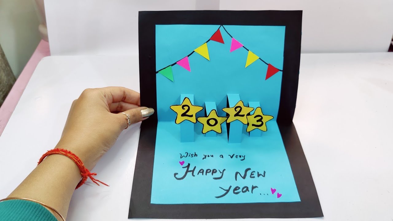 Happy New Year Greeting Card 2023 • New year card handmade • How to make new year greeting card