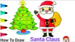 How To Draw A Santa Claus & Christmas Tree Easy |