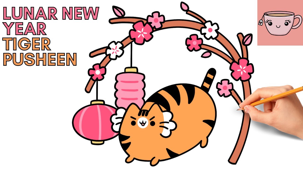 How To Draw Chinese / Lunar New Year Tiger Pusheen Cat | Cute Easy Step By Step Drawing Tutorial