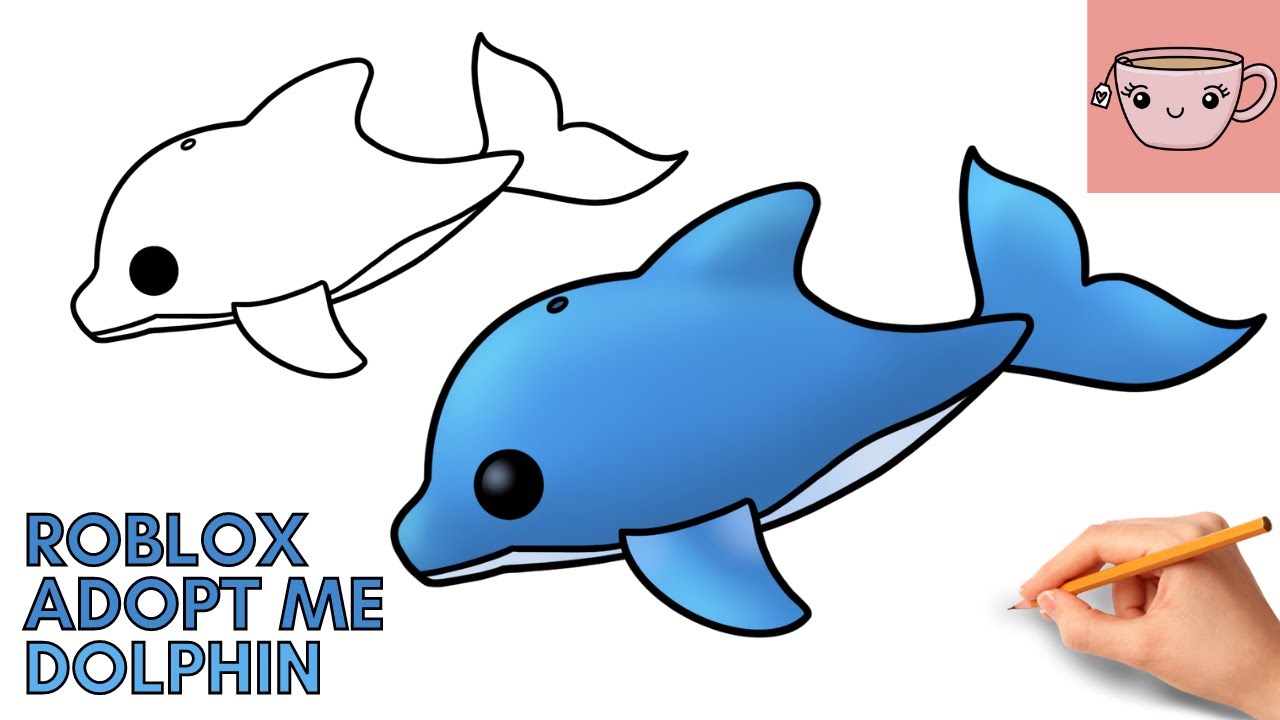 How To Draw Dolphin Roblox Adopt Me Pet | Ocean Eggs | Cute Step By Step Drawing Tutorial