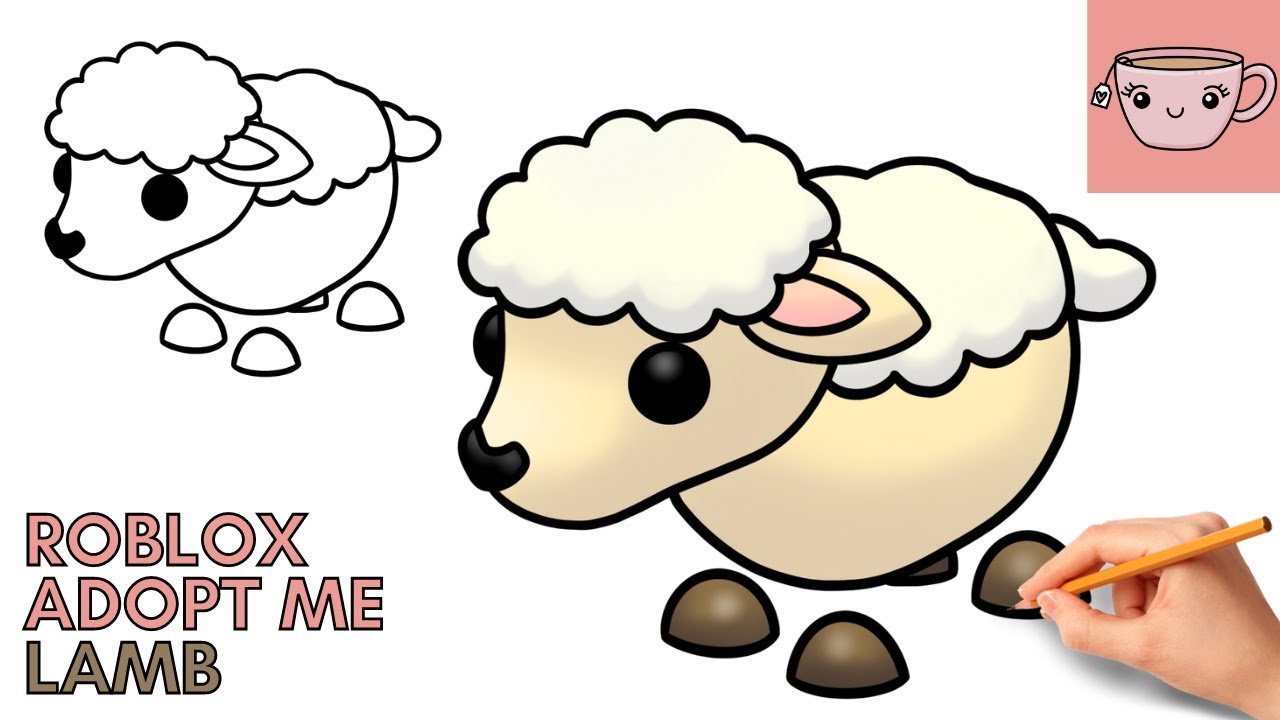 How To Draw Lamb Roblox Adopt Me Pet | Easter 2021  | Cute Step By Step Drawing Tutorial