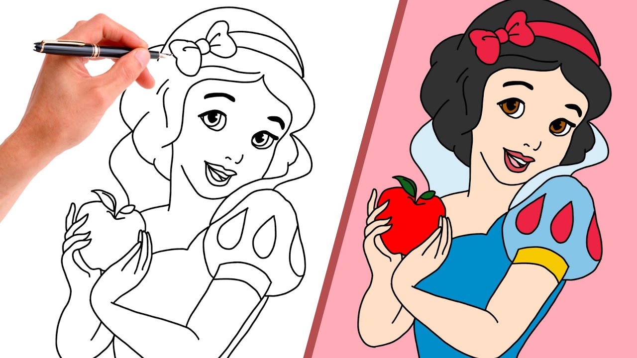 How To Draw PRINCESS SNOW WHITE! // EASY // Step-By-Step