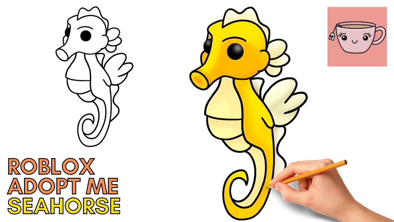 How To Draw Seahorse Adopt Me Ocean Eggs Pet | Roblox | Cute Step By Step Drawing Tutorial