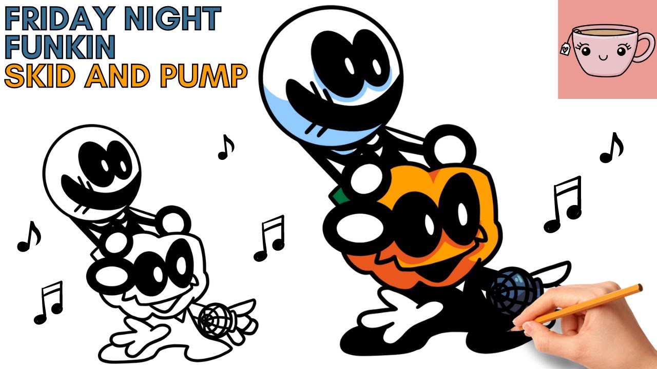 How To Draw Skid and Pump - Friday Night Funkin  | FNF |  Easy Step By Step Drawing Tutorial