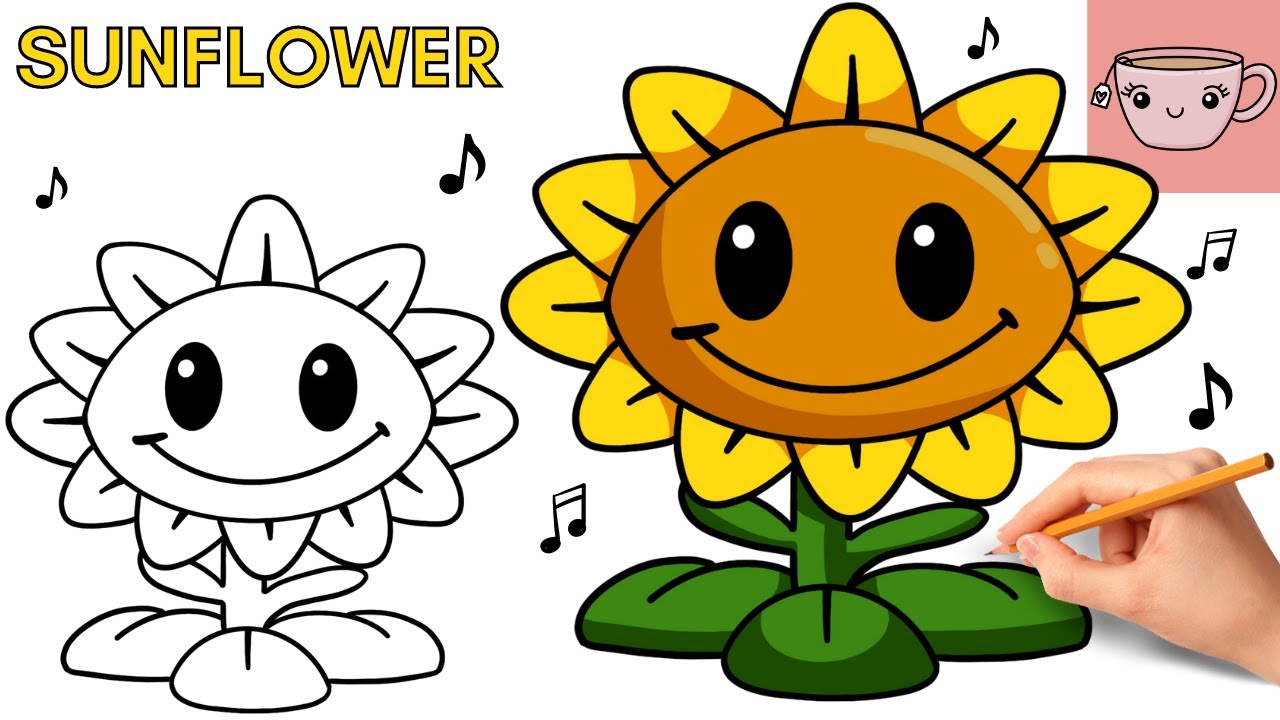 How To Draw Sunflower | Plants vs Zombies | Friday Night Funkin Mod FNF | Step By Step Tutorial
