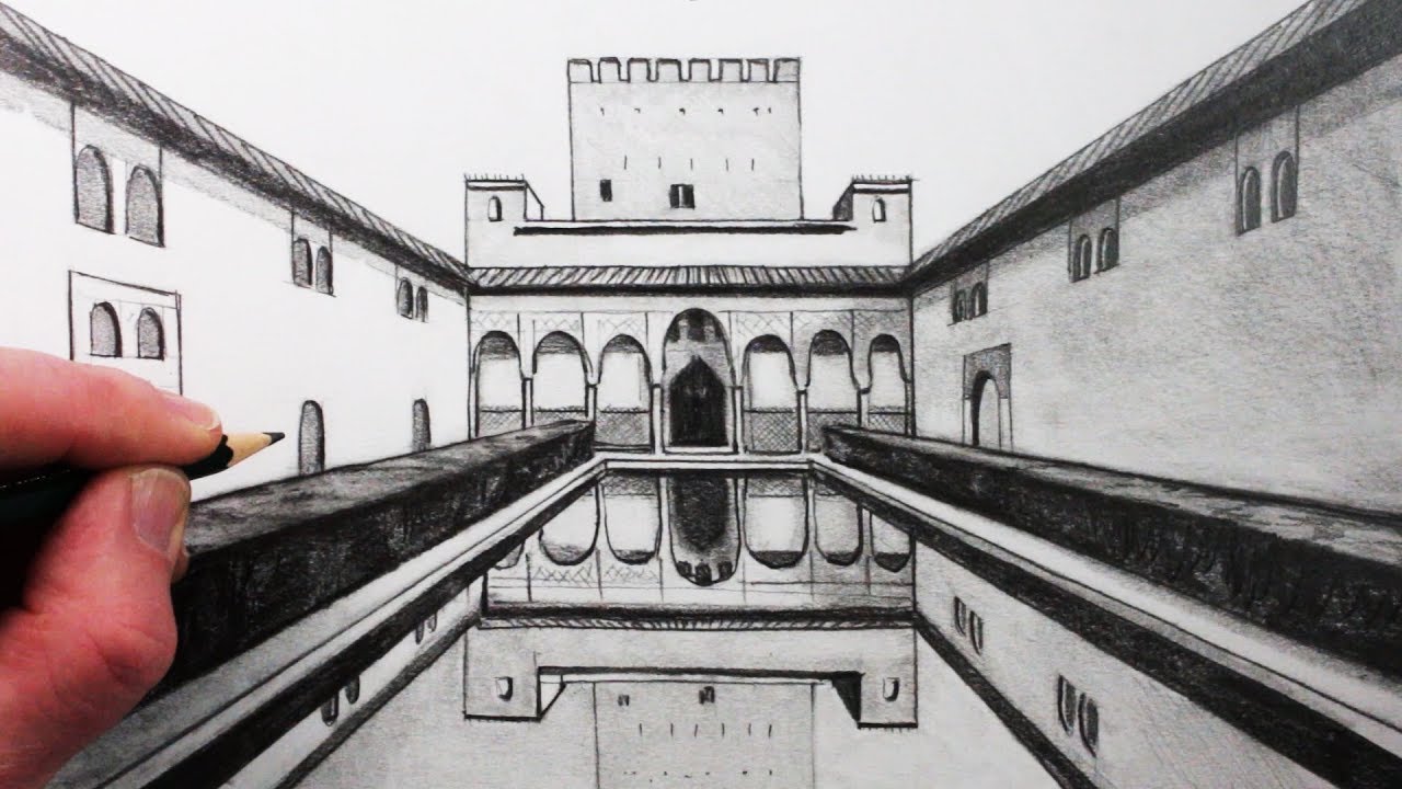 How to Draw 1-Point Perspective: The Alhambra Palace