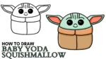 How to Draw Baby Yoda Squishmallow | Easy Step By Step Drawing Tutorial  | The Mandalorian
