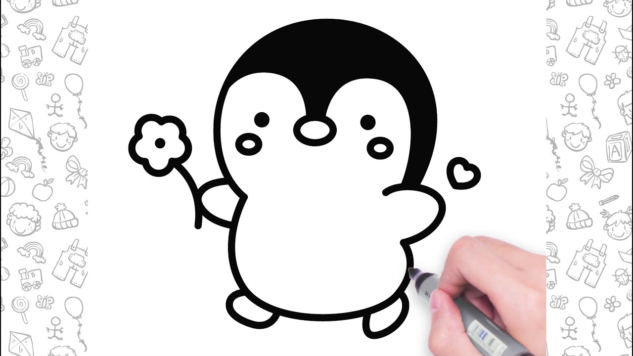 How to Draw a Penguin Easy | Cute Drawings For Kids | Bolalar uchun pingvin chizish oson