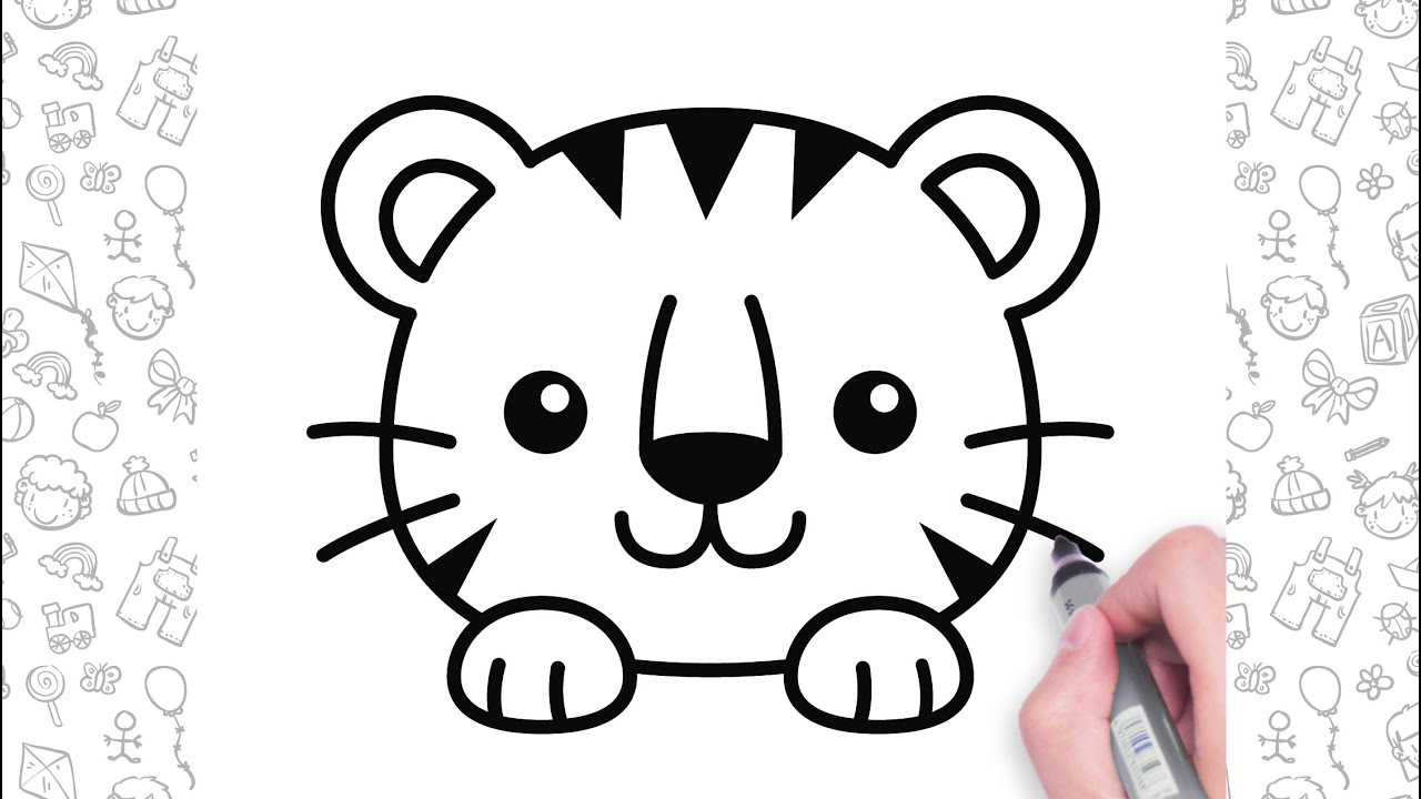 How to Draw a Tiger Face Easy | Bolalar uchun oson hayvonlar rasmlari |  बच्चों के लिए आसान चित्र