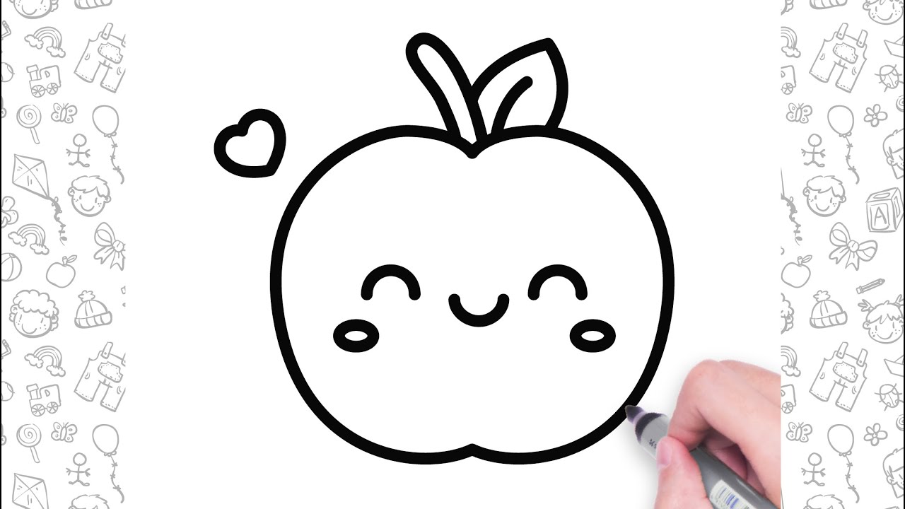 How to Draw an Apple Easy For Kids | A For Apple | Cute Drawings | Bolalar uchun oson olma chizish