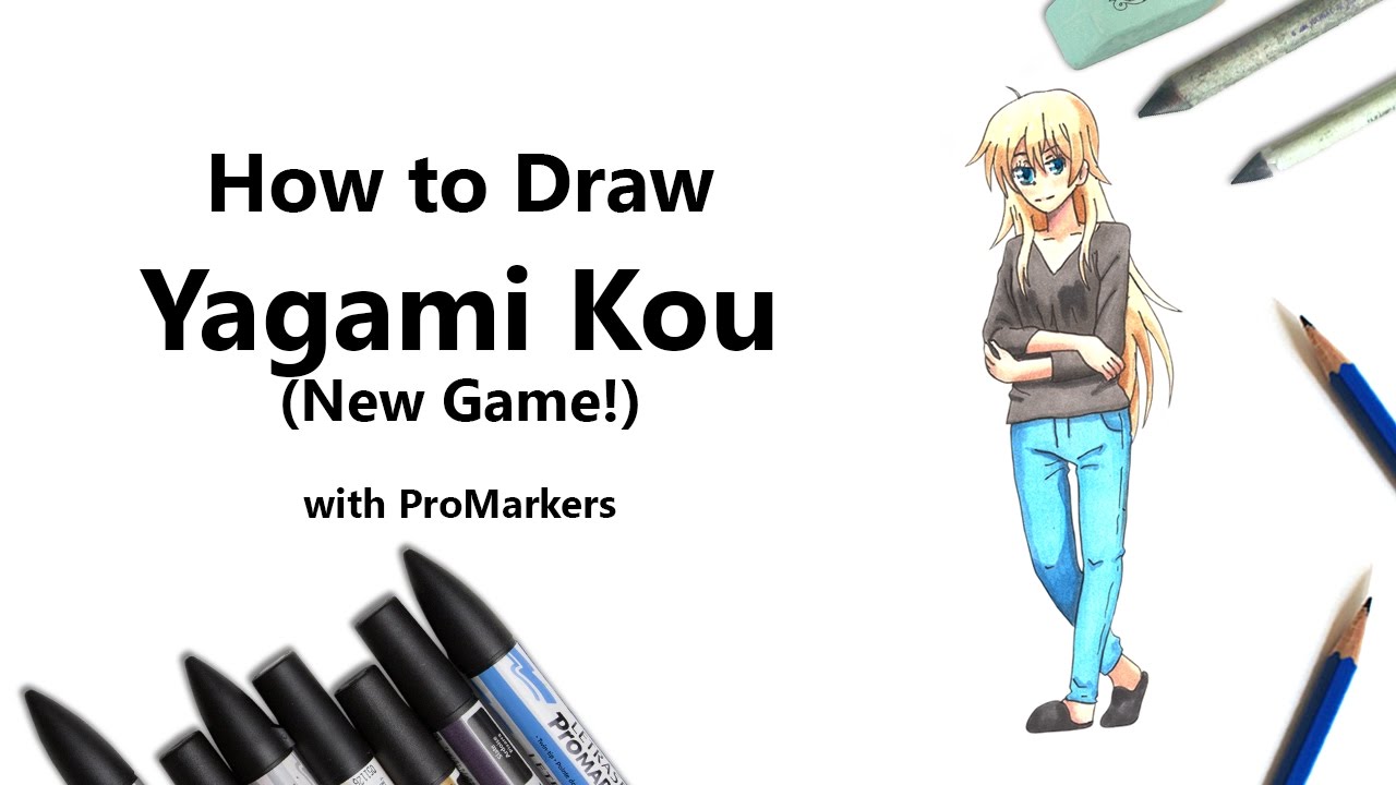 How to Draw and Color Yagami Kou from New Game! with ProMarkers [Speed Drawing]
