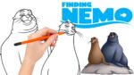 How to draw Fluke and Rudder, the sea lions from Finding Nemo