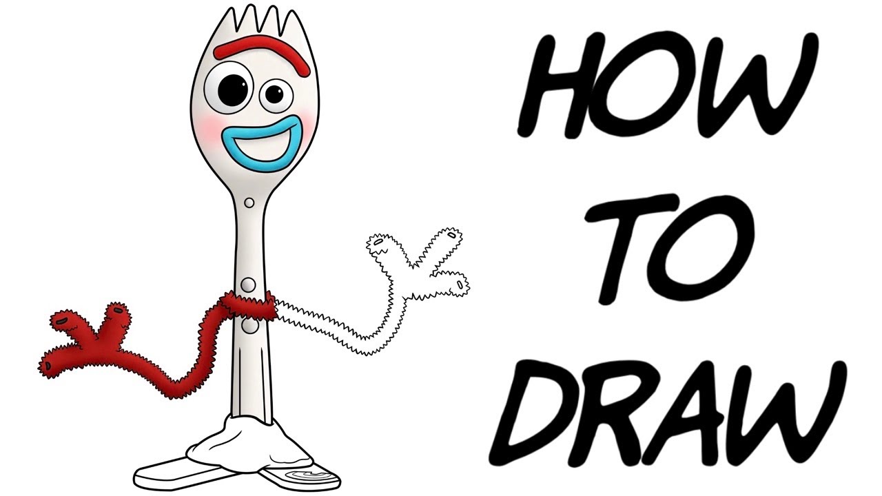 How to draw Forky from Toy Story 4